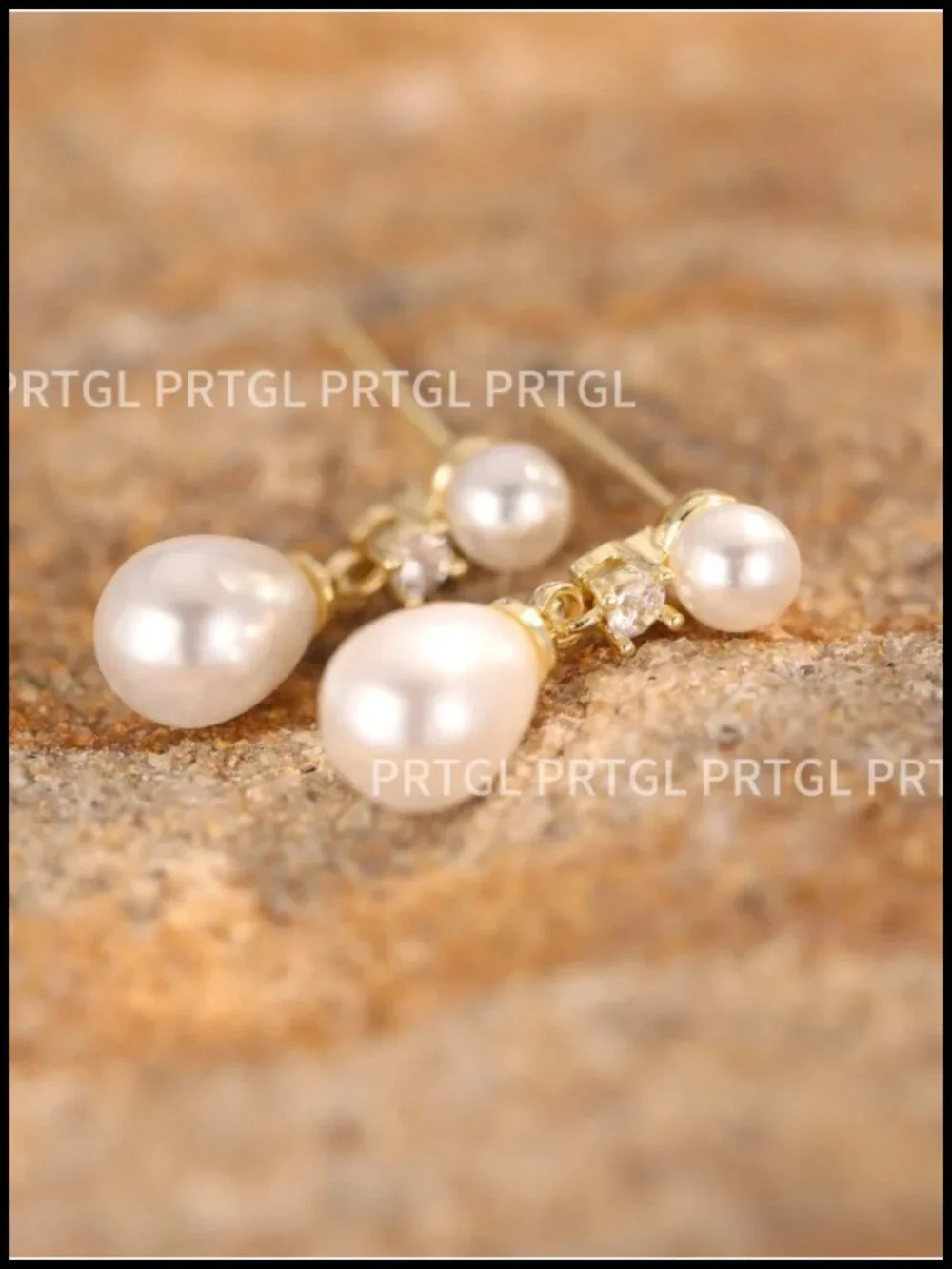 Pearl Drop Dangle Earrings 14K Gold Plated CZ Accent Bridal Jewelry